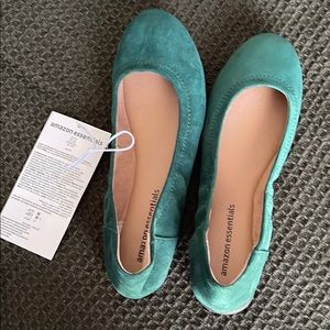 Green Amazon Essential Flats; brand new with tags